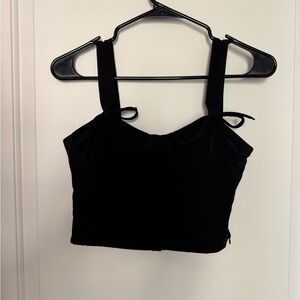 Zara Black Sleeveless Crop Tie Front Tank Top